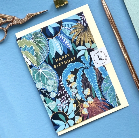 Greeting Card   Happy Birthday Blue Tropical